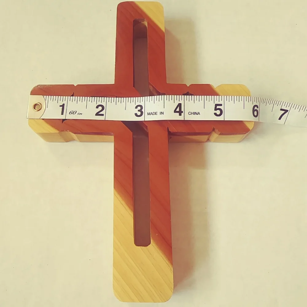 Wooden 'Jesus' Cross Wall Decor in Natural Brown and Cream